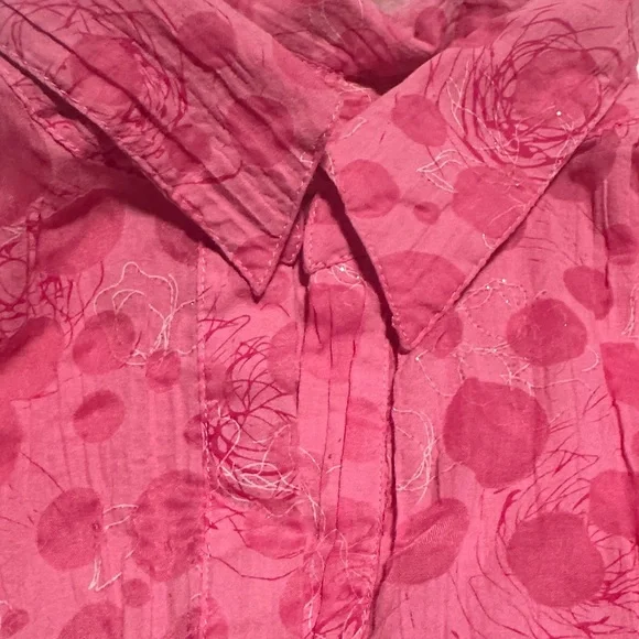 Cato Pink Button‎ Down Women's Shirt 14/16W gorgeous sparkly Polka dots - Picture 13 of 15